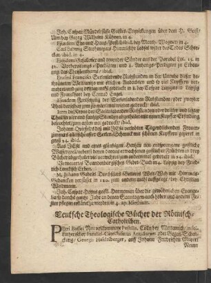 Teutsche Theologische Bücher der Römisch-Catholischen.