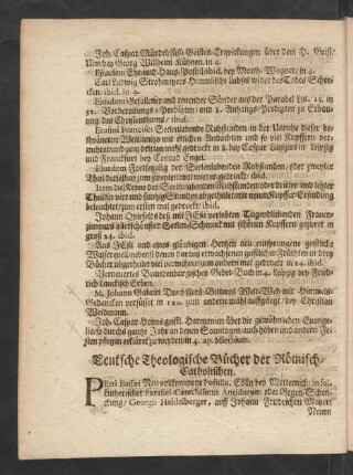 Teutsche Theologische Bücher der Römisch-Catholischen.