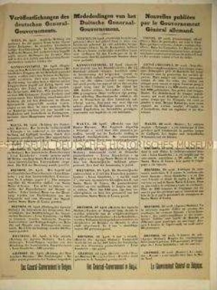 Maueranschlag zur Bekanntmachung der militärischen Lage an der Ostfront und zum Seekrieg (dreisprachig)