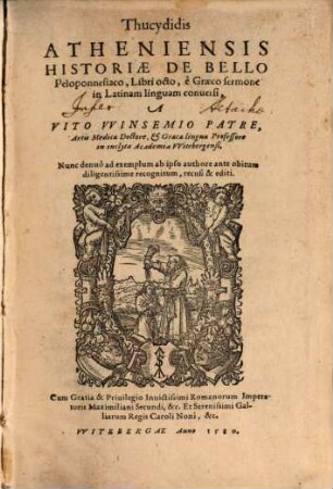Thucydidis Atheniensis Historiae De Bello Peloponnesiaco, Libri octo