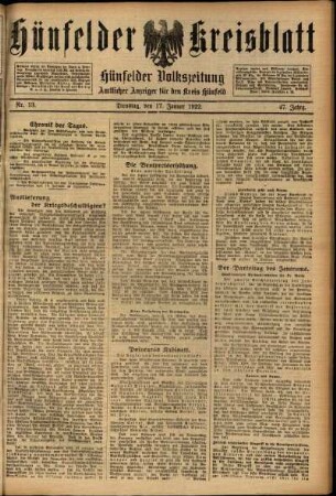 Ausgabe vom Dienstag, den 17. Januar 1922.