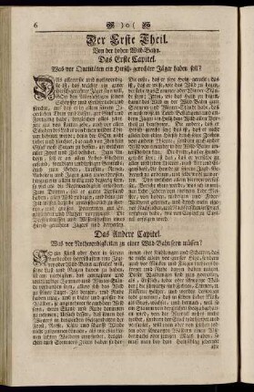 Der Erste Theil. Von der hohen Wild-Bahn