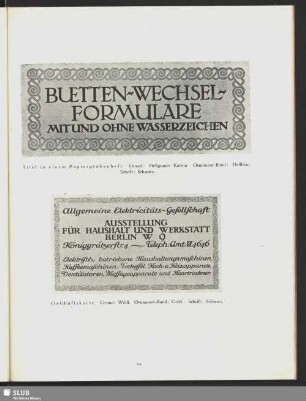Bütten-Wechsel-Formulare [Titel zu einem Papierprobenheft]