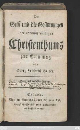 Der Geist und die Gesinnungen des vernunftmäßigen Christenthums zur Erbauung