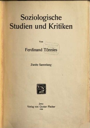 Soziologische Studien und Kritiken, 2