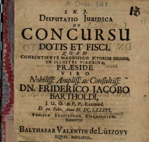Disputatio iuridica de concursu dotis et fisci