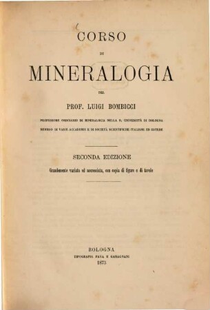 Corso di Mineralogia, 1
