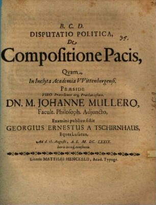 Disp. polit. de compositione pacis