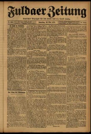 Erste Ausgabe vom Samstag, den 28. Mai 1921.