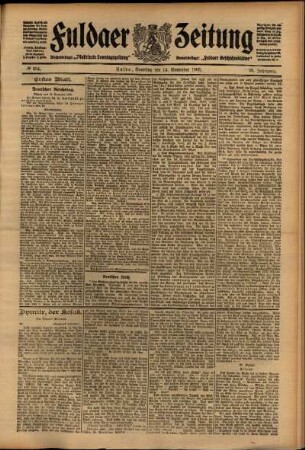 Erste Ausgabe vom Samstag, den 14. November 1908.