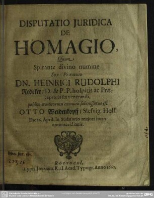 Disputatio de homagio