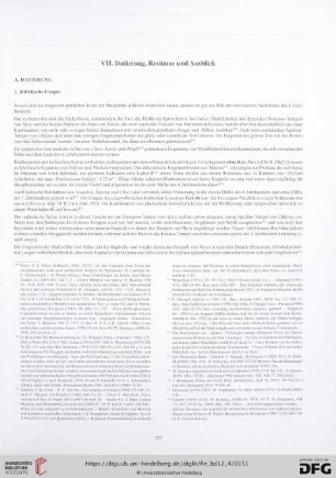 VII. Datierung, Resümee und Ausblick