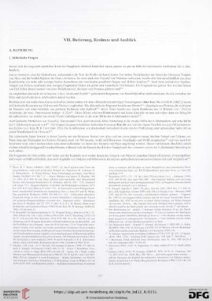 VII. Datierung, Resümee und Ausblick
