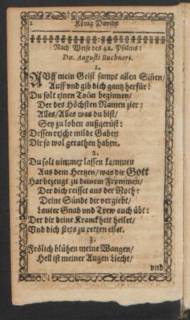 Nach Weise des 42. Psalms: || Wie nach einer Wasser=||Quelle/ [et]c. || Dn. Augusti Buchneri. || M. Josephi Clauderi, Sen. ||