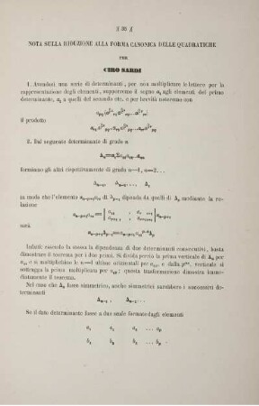 Nota sulla riduzione alla forma canonica della quadratiche.