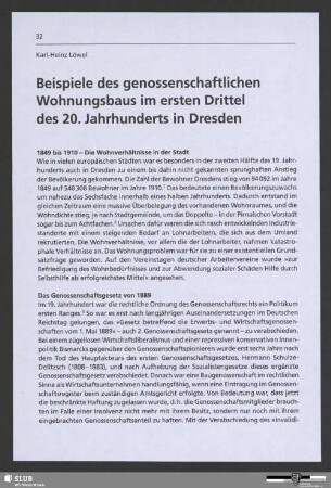 Beispiele des genossenschaftlichen Wohnungsbaus im ersten Drittel des 20. Jahrhunderts in Dresden