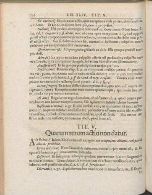 Tit. V. Quarum rerum action non datur.