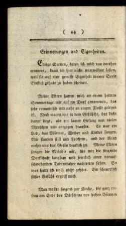 Erinnerungen und Eigenheiten