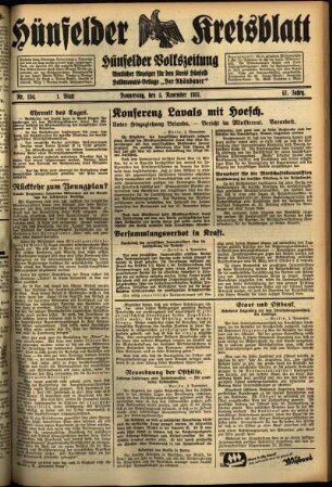 Erste Ausgabe vom Donnerstag, den 05. November 1931.