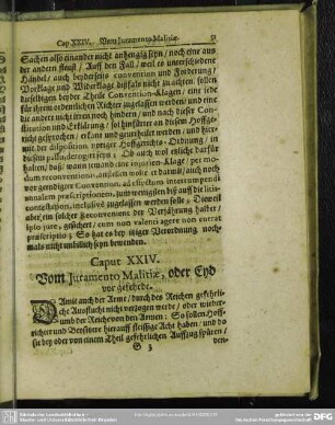 Caput XXIV. Vom Iuramento Malitiae, oder Eyd vor gefehrde