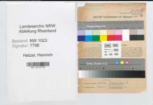 Entnazifizierung Heinrich Hetzel , geb. 18.01.1912 (Kaufmann)