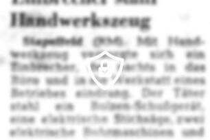 Einbrecher stahl Handwerkszeug