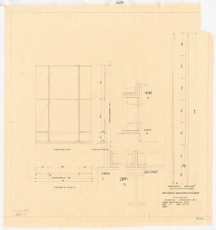 Evangelisches Diakonissenkrankenhaus Bethanien, Berlin-Kreuzberg Umbau. Nebengebäude. Leichenhalle: Fenster Warteraum 1:20, 1:10, 1:1