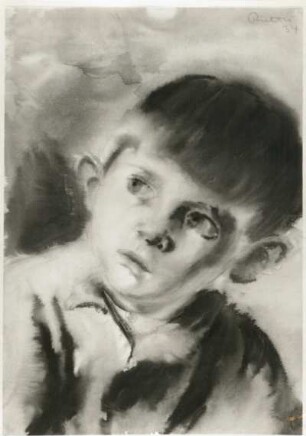 Knabenkopf, nach rechts oben blickend : Hans Theo Richter (1902-1969). Knabenkopf, nach rechts oben blickend. Aquarell, 1934