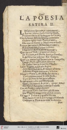 La poesia: Satira II.