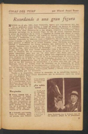 Recordando a una gran figura : Cosas del turf