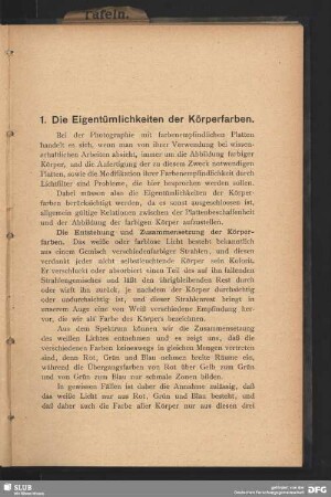 1. Die Eigentümlichkeiten der Körperfarben