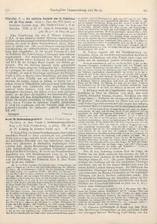 591-594 [Rezension] Friedensburg, Walter (Hrsg.), Archiv für Reformationsgeschichte. Texte und Untersuchungen. 9. Jahrg