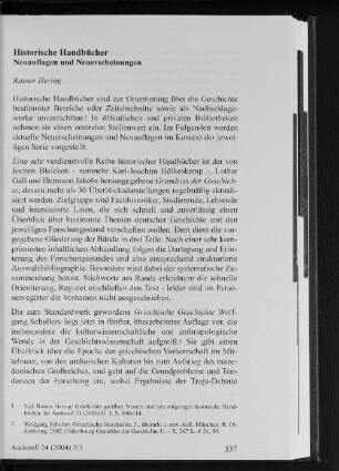 Historische Handbücher : Neuauflagen und Neuerscheinungen