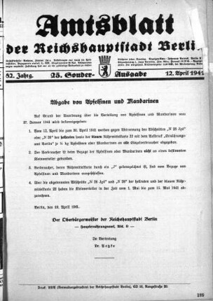 25. Sonderausgabe, 12. April 1941