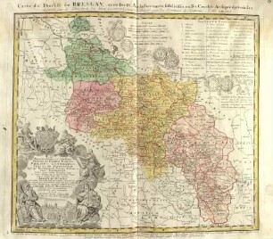 Carte du Diocese de Breslau ; avec ses IV. Archidiaconats, subdivisés en ses Cercles Archipresbyteriales