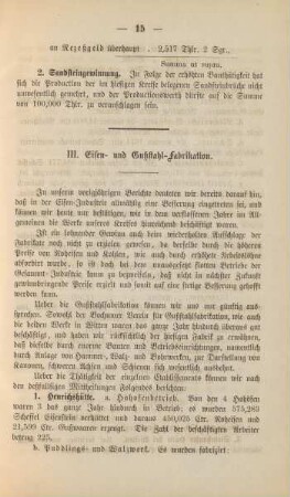 III. Eisen- und Gußstahl-Fabrikation.