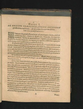 Caput I. De Obiecto Praedestinationis Secundum qualitatem considerato ...