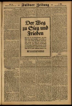 Zweite Ausgabe vom Samstag, den 16. September 1916.