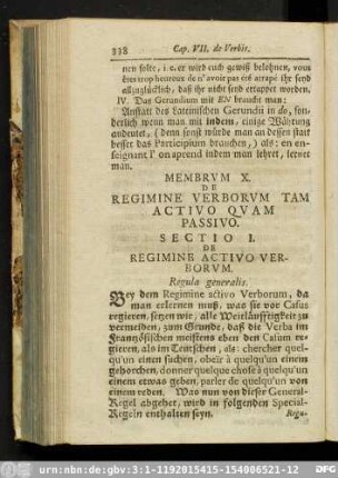 Membrum X. De Regimine Verborum Tam Activo Quam Passivo.