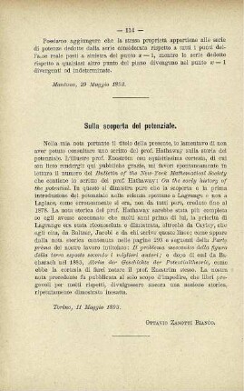 Sulla scoperta del potenziale.
