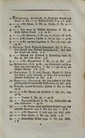 Verzeichniß einer Sammlung von Kupferstichen, Wassermalereien, Zeichnungen und artistischen Schriften, welche für die beigesetzten Preise gegen baare Zahlung abgegeben werden