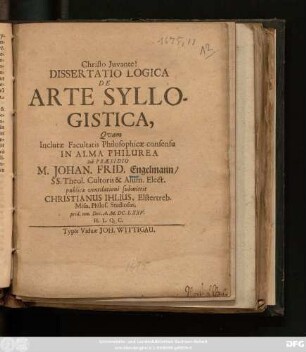 Dissertatio Logica De Arte Syllogistica