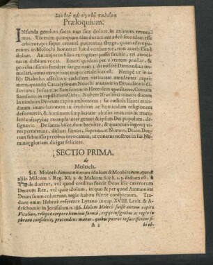 Sectio Prima. De Moloch.