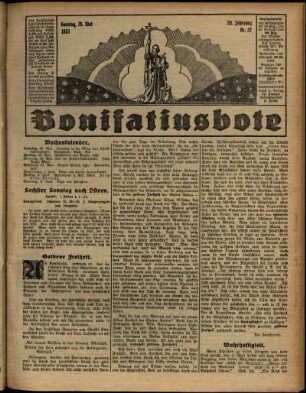 Erste Ausgabe vom Sonntag, den 28. Mai 1933.