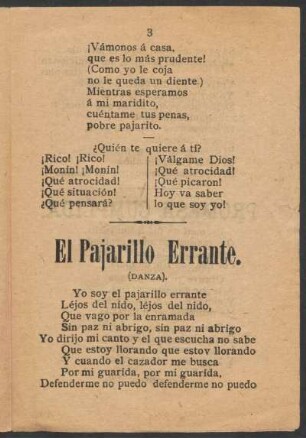 El Pajarillo Errante. : (Danza).