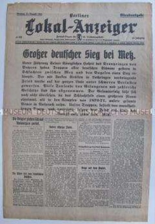 Tageszeitung "Berliner Lokal-Anzeiger" zum Sieg der deutschen Truppen bei Metz