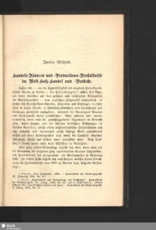 Zweiter Abschnitt. Handels-Usancen und -Productions-Verhältnisse im Welt-Holz-Handel und -Verkehr