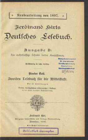 Teil 4, [Schülerband]: Zweites Lesebuch für die Mittelstufe : vollständig in sechs Teilen