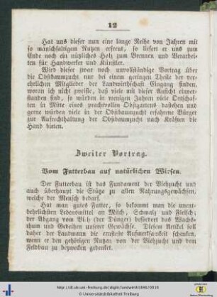 Zweiter Vortrag. Vom Futterbau auf natürlichen Wiesen.
