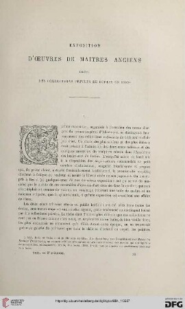 2. Pér. 29.1884: Exposition d'œuvres de maîtres anciens, [1] : tirées des collections privées de Berlin en 1883